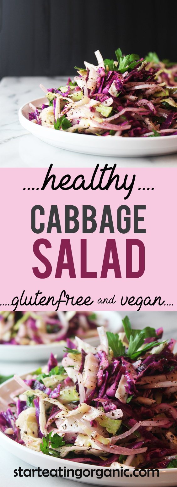 Healthy Cabbage Salad Recipe. | www.starteatingorganic.com | #vegan #glutenfree #recipe #cabbage #salad